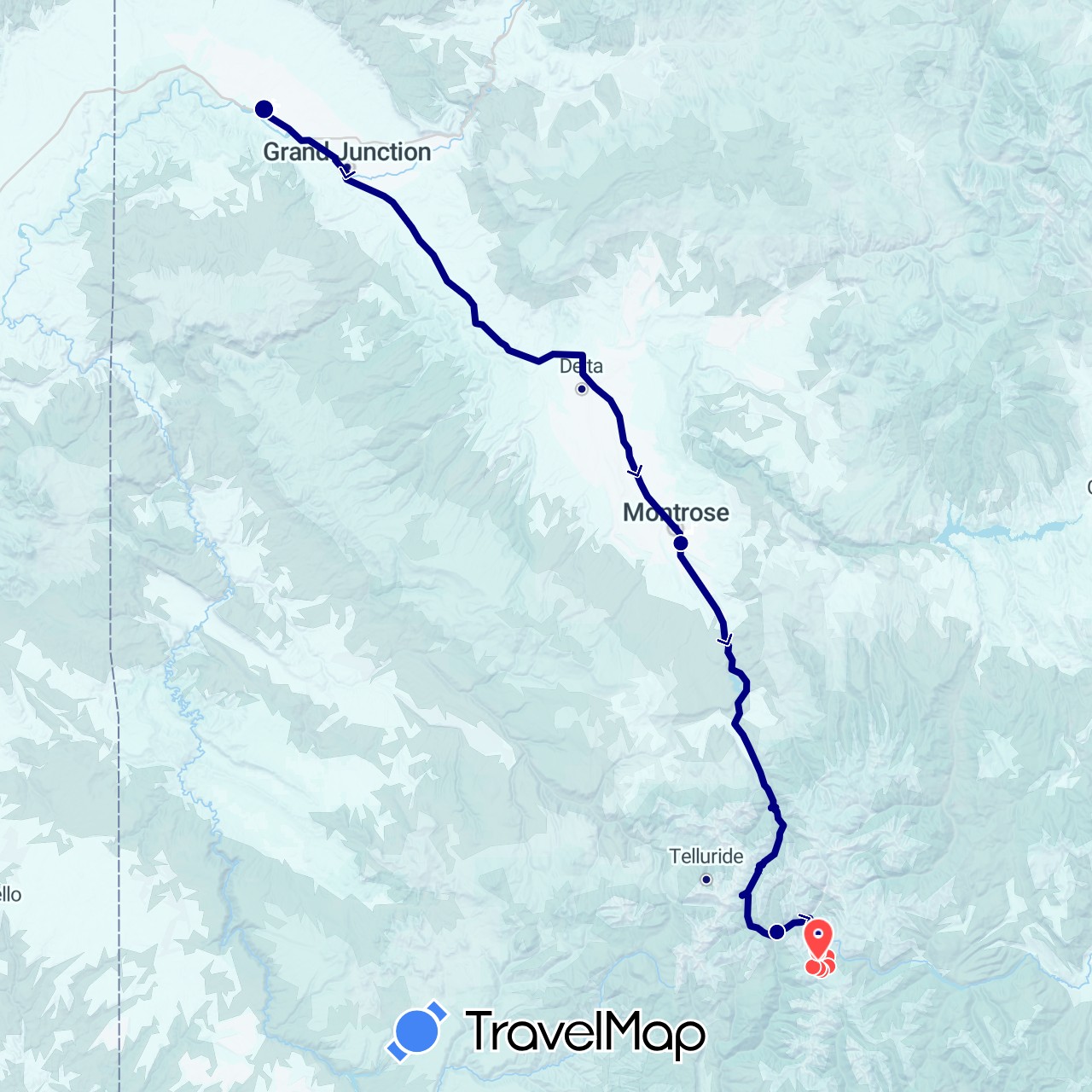 TravelMap itinerary: driving, hiking in United States (North America)